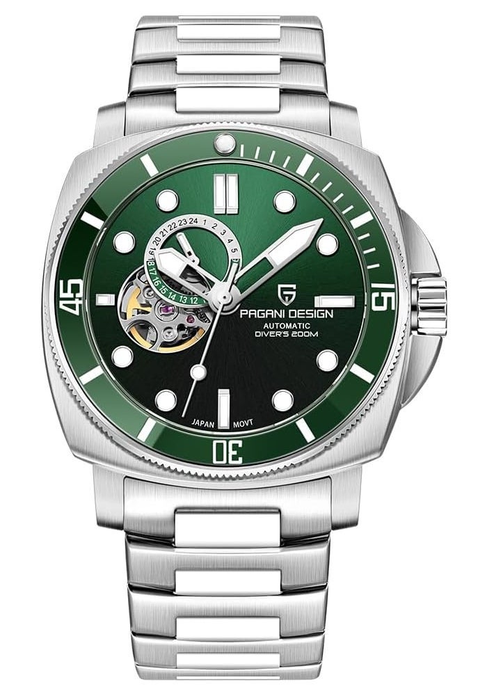 Pagani Design Automatic Men's Watch with Stainless Steel Bracelet and Sapphire Crystal - PD1736 Green - Image 1